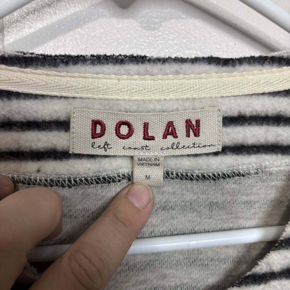 Dolan Left Coast Anthropologie Jacket Women's Black Ivory Striped Full Zip Mediu - Picture 2 of 8